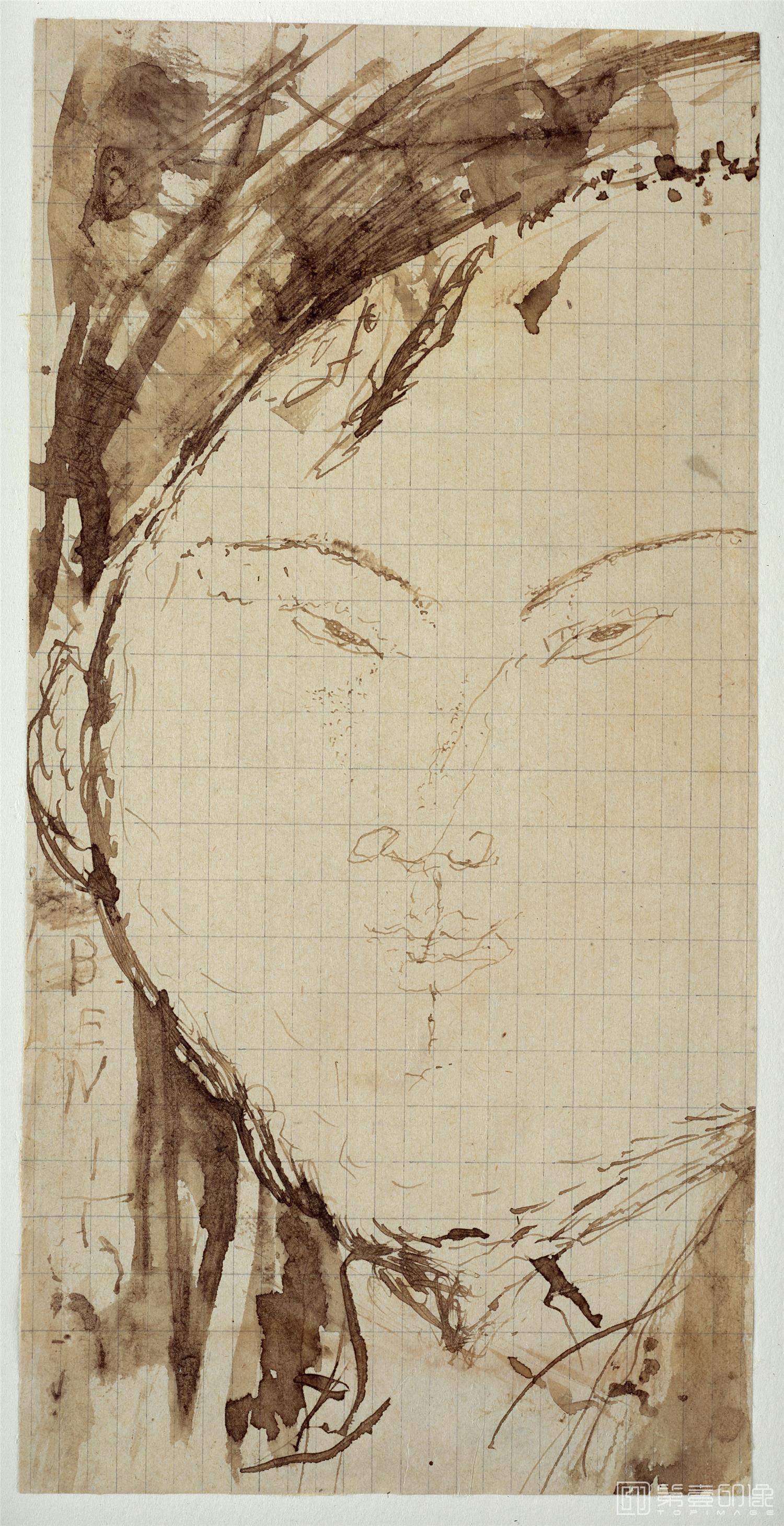 水彩画-Portrait of the Painter Eduardo García Bénito